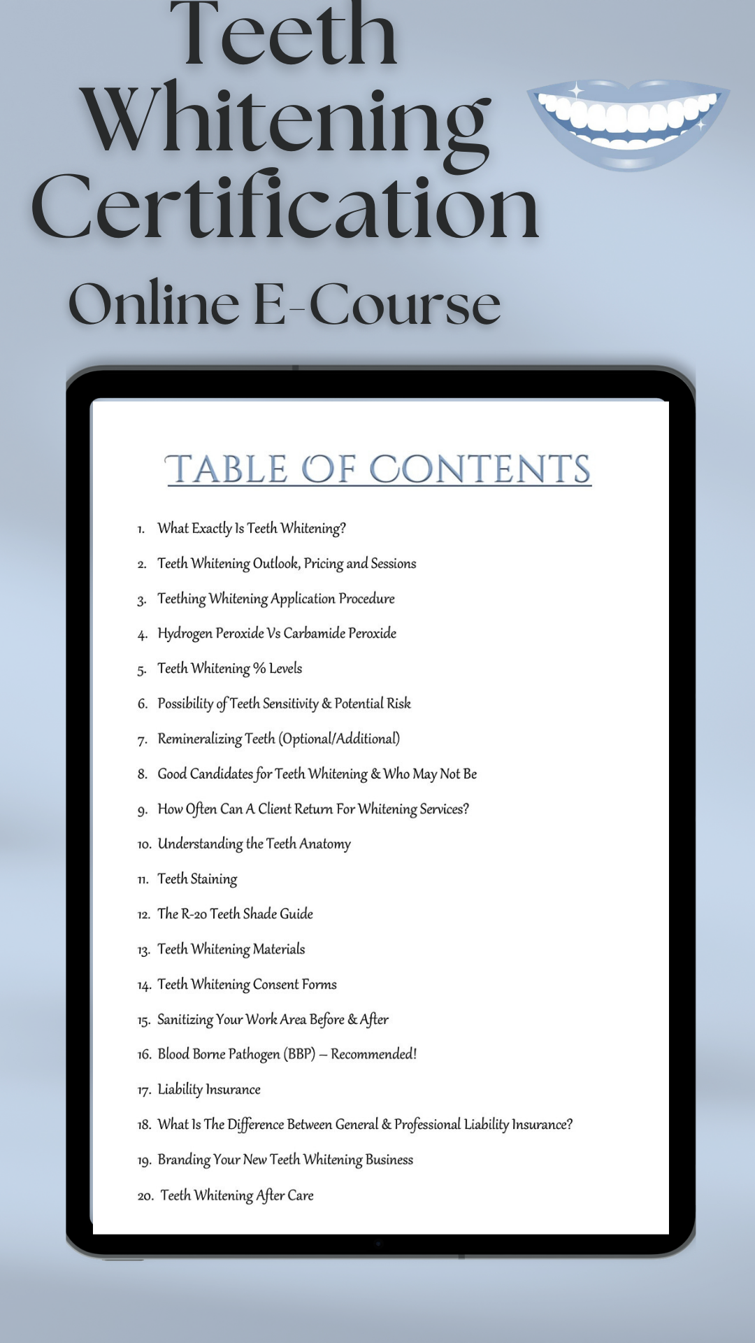 Online Teeth Whitening Audible E-Course Certification