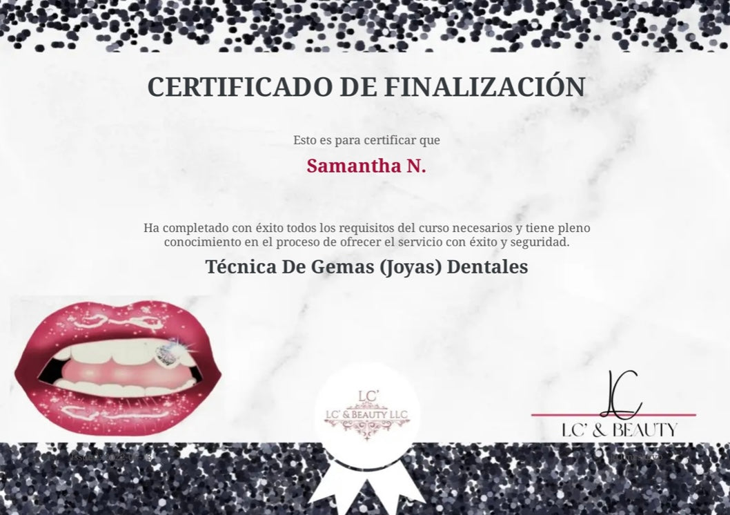 Certificación Del Curso Electrónico Sobre Gemas / Joyas Dentales En Lí –  LC' & Beauty LLC